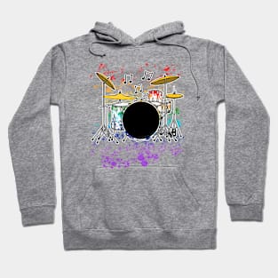 Drum Kit Rainbow Colours Drummer Musician Hoodie